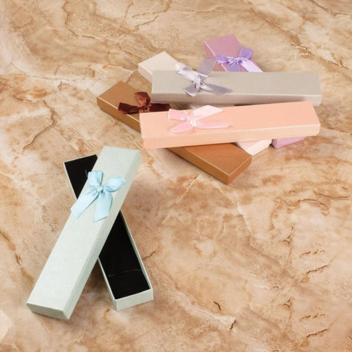 Цена за 6 шт. Коробочка подарочная под цепочку, браслет, часы «Бант атласный», 21×4 см, (размер полезной части 20.2×3.8 см), МИКС, вставка чёрная