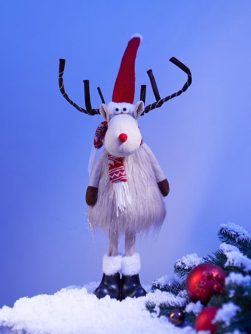 Фигура текстиль «Новогодний лосик» 58 см, 10 LED, от батареек CR2032×1, свечение тёплое белое