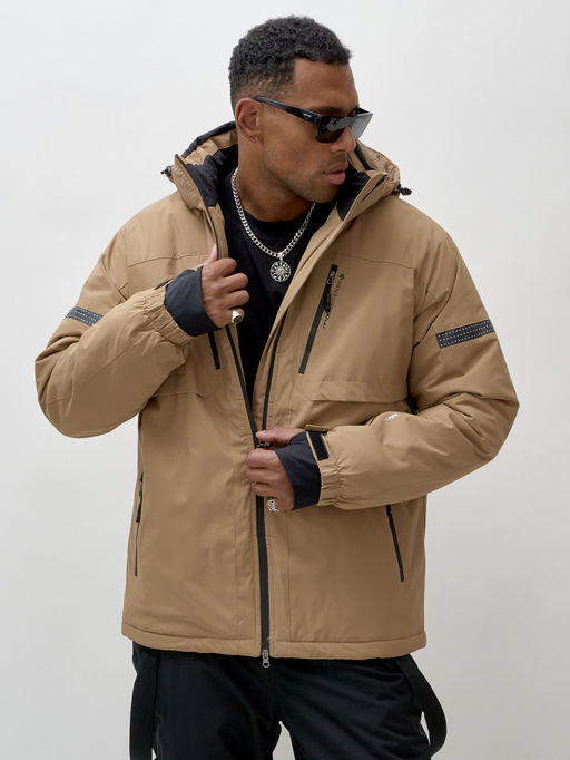 Горнолыжный костюм мужской зимний бежевого цвета 3710B - Leifensh фото 14