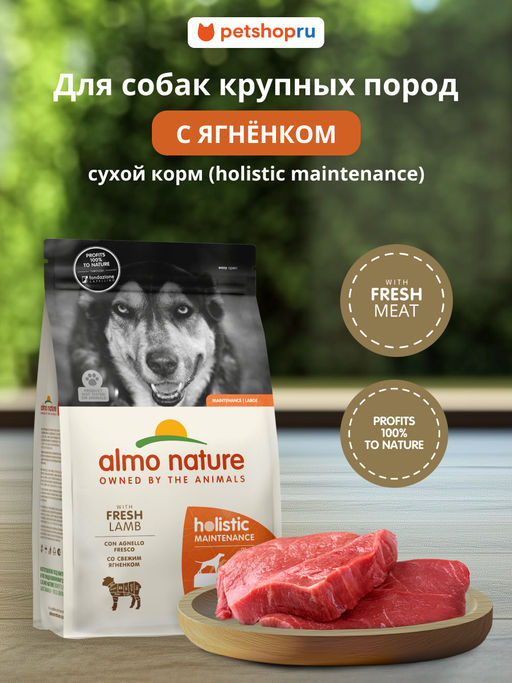 Полнорационный сухой корм для взрослых собак крупных пород со свежим ягненком и коричневым рисом, Life Maintenance, Large Breed, Fresh Lamb
