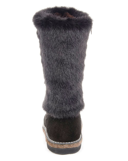 Унты женские на войлочной подошве.Черн., Замша. Черная "норка". Молния