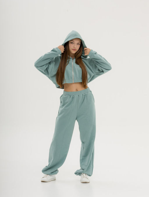 Костюм из спортивной ткани найк футер утепленный, мята (велюр эффект) - Knitka wear фото 3