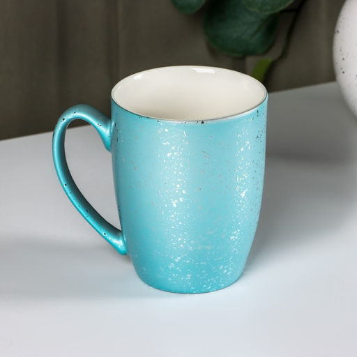 Кружка Доляна Блеск, 350 мл, керамика, голубая  фото 2