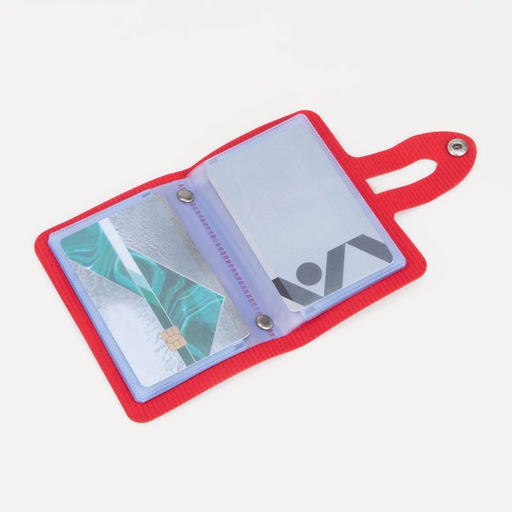 Цена за 2 шт. Визитница на кнопке, 24 карты, однотонная, красная