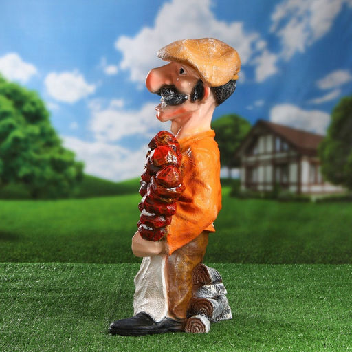 Садовая фигура - подставка для шампуров из полистоуна «Шашлычник», 44×30×55 см