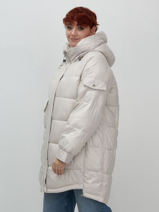 Куртка зимняя женская с капюшоном модная бежевого цвета 7341B - Visdeer фото 10