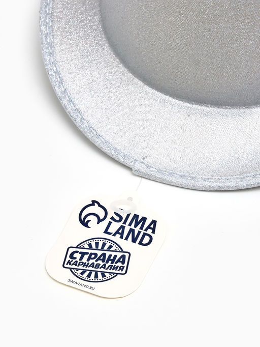 Карнавальная шляпа "Цилиндр" серебрянная с блёстками р-р 56-58