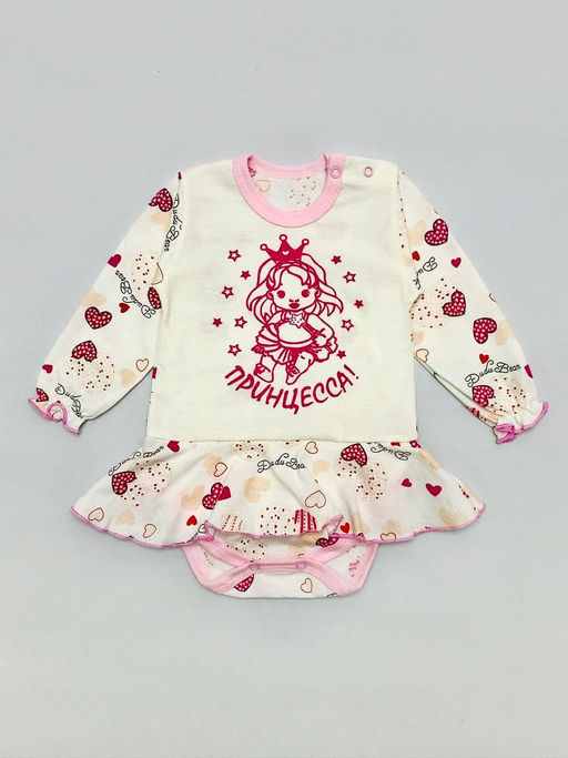 Боди-юбка супрем, арт.A-BD039(2)-SUk, рукав длинный, цвет розовый принцесса - Мамин малыш фото 2