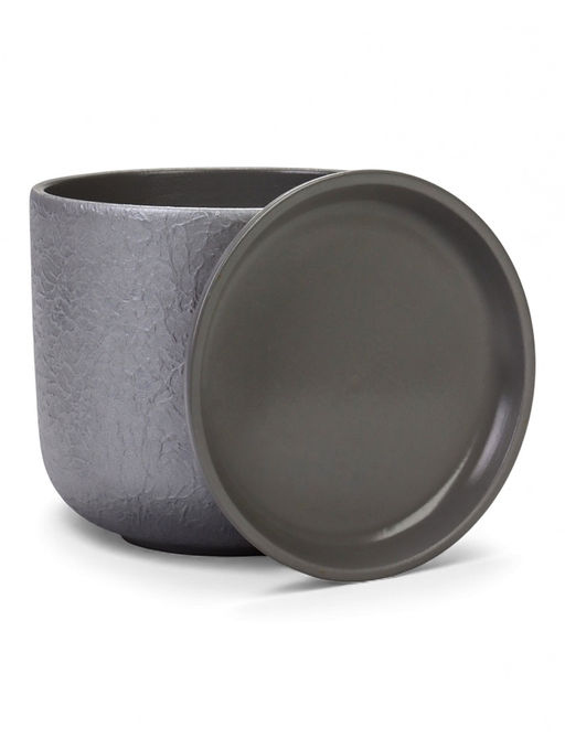 Горшок цветочный с поддоном 1,6 л, d15/h13 см серый керамика, "Перл" (М)