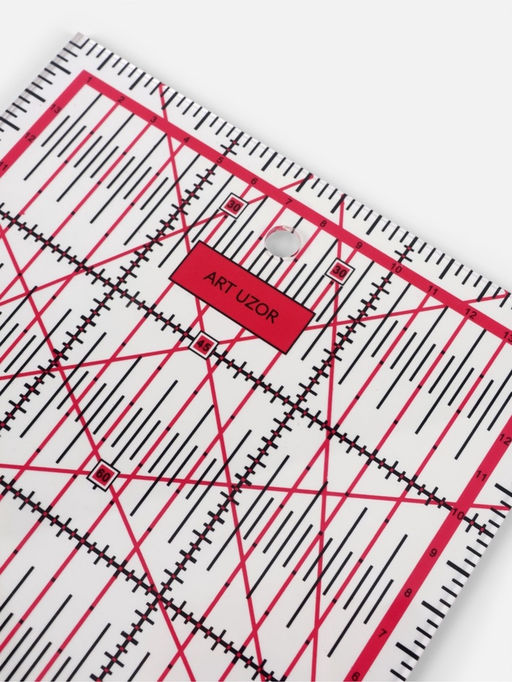 Цена за 2 шт. Линейка для квилтинга и пэчворка, 15×15 см, s=2.5 мм, розовая