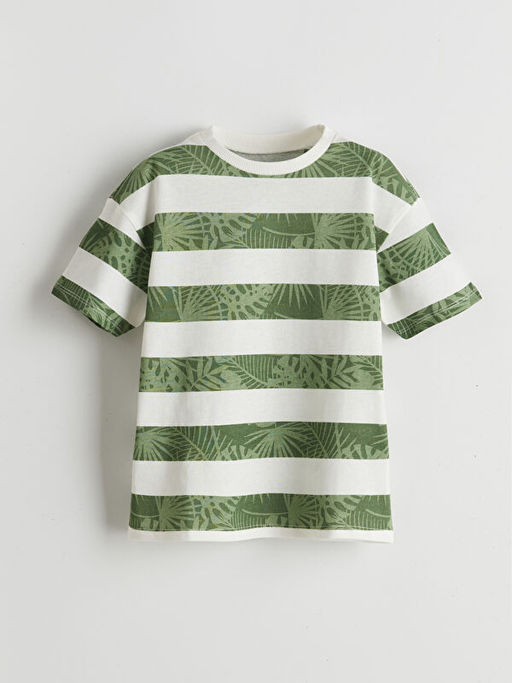 Bisiklet Yaka ?izgili Penye Erkek ?ocuk Ti??rt