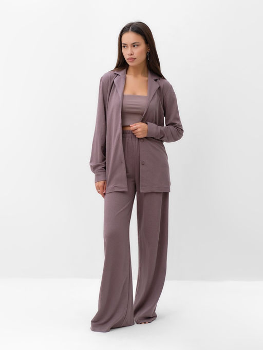 Костюм женский (рубашка, брюки, топ) KAFTAN Base, размер 46, кофейный