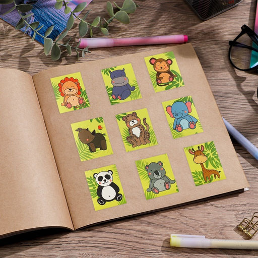 Цена за 10 шт. Наклейки детские «Джунгли», раскраска на обороте, 10×15.5 см