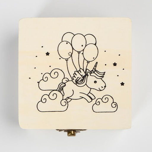 Цена за 5 шт. Шкатулка для росписи дерево «Единорожка среди облачков», заготовка, 5×10×10 см