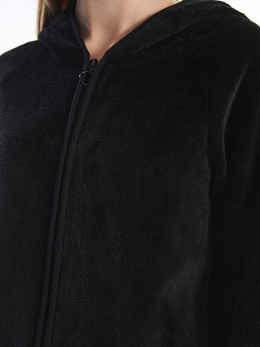 Kap??onlu D?z Uzun Kollu Kad?n Pel?? Pijama ?st