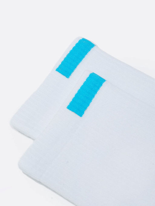 Цена за 5 пар! Высокие мужские носки белого цвета с бирюзовым прямоугольником - Mark formelle фото 2