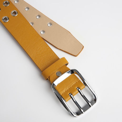 Ремень женский, ширина 4 см, люверсы, винт, пряжка металл, цвет горчичный - Simaland фото 4