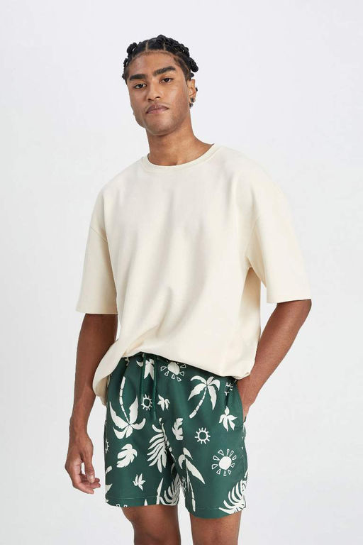 Короткие шорты для плавания стандартного кроя с рисунком - Defacto фото 4