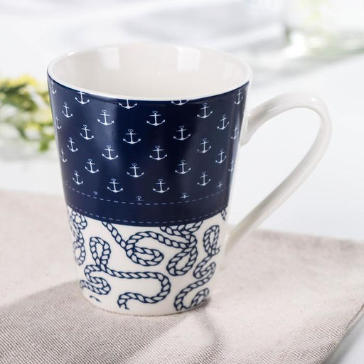 Кружка фарфоровая Доляна Морячок, 310 мл, цвет синий и белый  фото 3