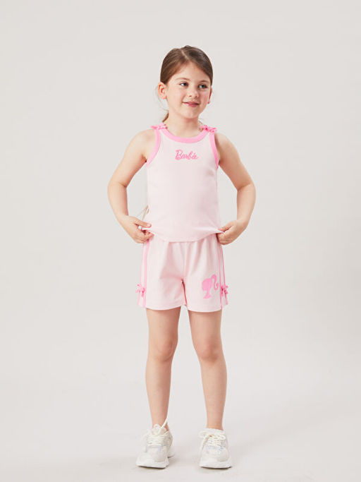 Bisiklet Yaka Barbie Bask?l? K?z ?ocuk Atlet