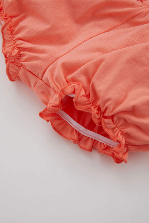 Шорты из чесаного хлопка с фруктовым узором для маленьких девочек, состоящие из двух предметов - Defacto фото 5