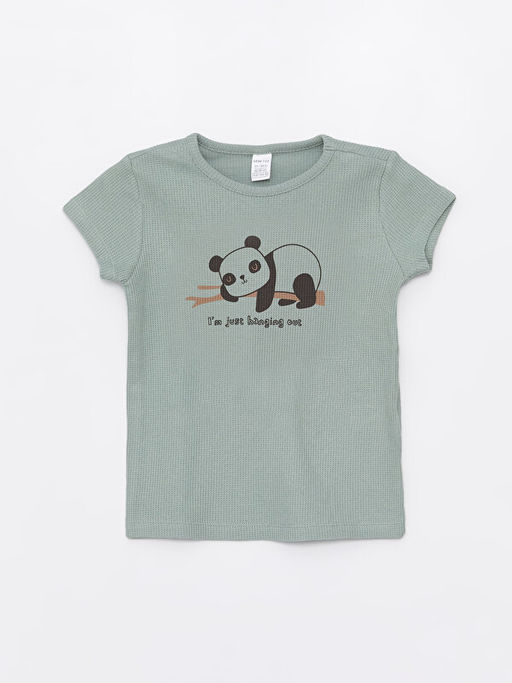 Bisiklet Yaka K?sa Kollu Bask?l? Erkek Bebek ?ortlu Pijama Tak?m?