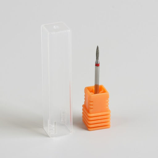 Фреза алмазная для маникюра «Пламя», мелкая зернистость, 1,2 × 8 мм, в пластиковом футляре