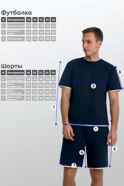 Арт. 63613 Комплект с шортами мужской 48-56 (5 шт) Цвет:темно-синий - Идеал фото 8