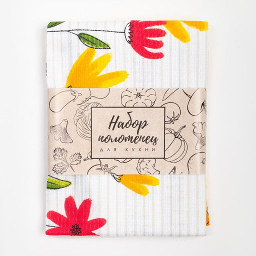 Набор полотенец кухонный Доляна Happiness looks 35х60см-2шт, 100% хлопок  фото 3