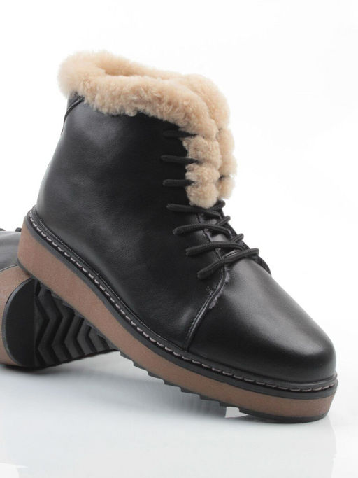 04-5606-1 BLACK Ботинки зимние женские (натуральная кожа, 100% шерсть)