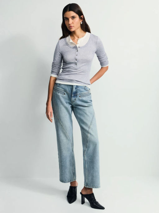 Облегающий лонгслив с двумя слоями / Zarina  фото 6