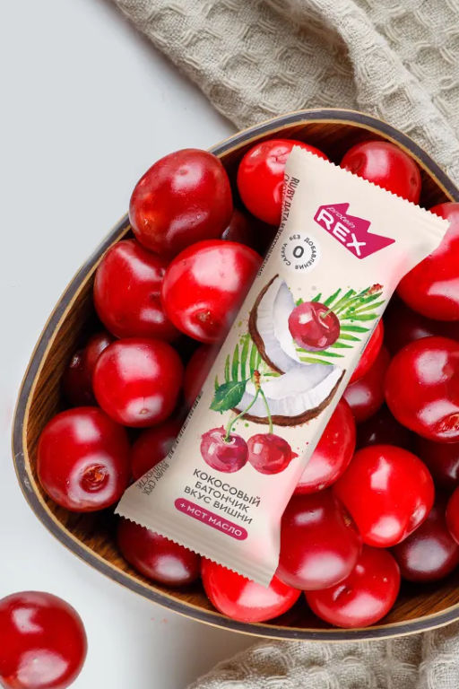 Батончик кокосовый глазированный СО ВКУСОМ ВИШНИ, 40 г - Proteinrex фото 4