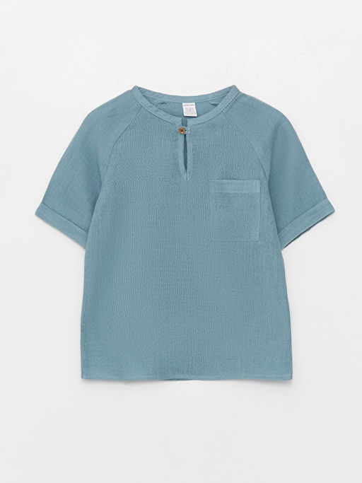 Hakim Yaka K?sa Kollu Erkek Bebek G?mlek