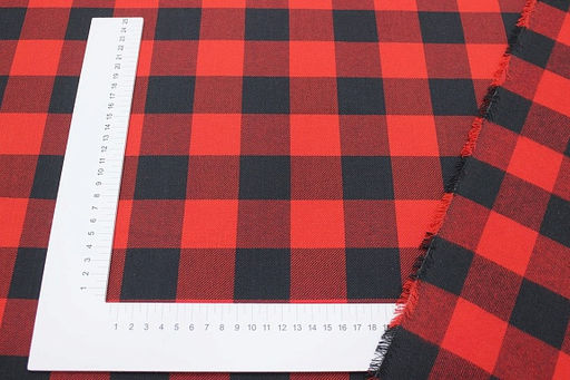 Фуле Клетка цв.красный/черный, ш.1.45м, хлопок-100%, 180гр/м.кв - Купава фото 4