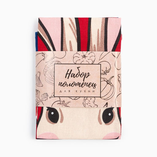 Набор кухонных полотенец Доляна Bunny & Santa 35х60 см - 2 шт., 100% хл