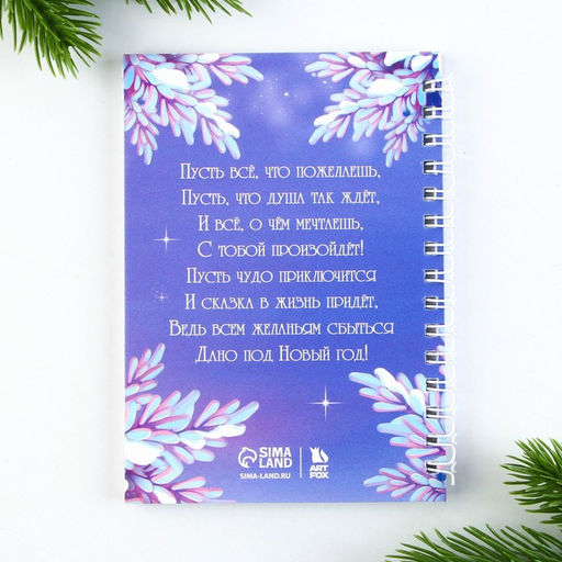 Подарочный набор новогодний, блокнот на спирали А6, 60 листов и магнитные закладки 2 шт. «Для девочек»