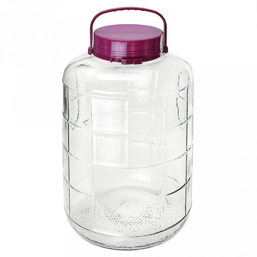 Банка стеклянная с винтовой крышкой "Консервация" 16л, д24см, h38,8см, пластмассовая крышка - 2 штуки: прижимная/винтовая, с ручкой, д/горла - 12см, д/основания - 20,5см (Китай)