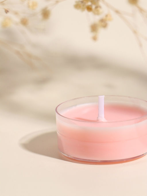 Цена за 3 шт. Чайная свеча ароматическая «Круглая» розовая, сладкая хурма, 3.8×3.8×1.8 см