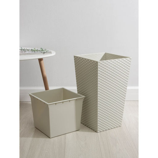 Кашпо для цветов со вставкой «Ротанг», 21 л (11.2 л), белое