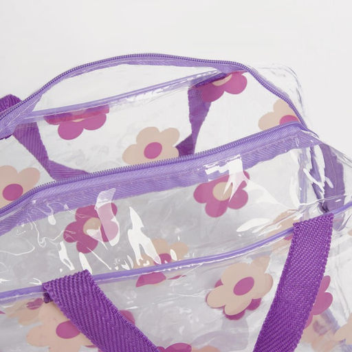 Цена за 2 шт. Косметичка-сумка на молнии для бассейна, с ручками, с рисунком ы, прозрачная/фиолетовая - Simaland фото 3