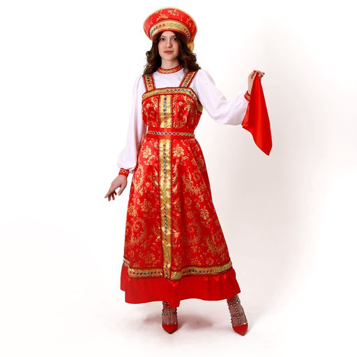 Карнавальный костюм Самоцветы: платье, кокошник, косынка в руку, р-р 46-48