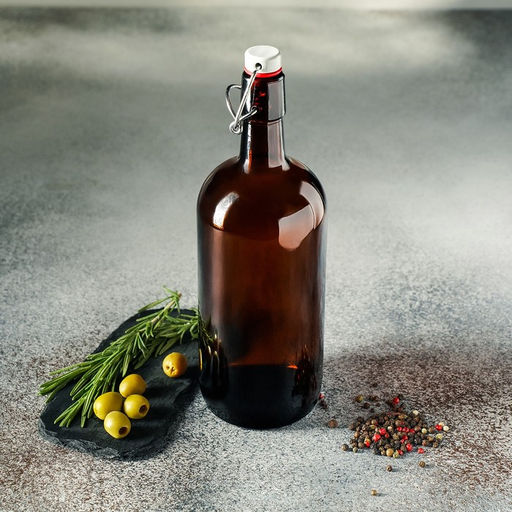 Цена за 12 шт. Бутылка, 1 л, с бугельным замком, стекло, коричневая - Simaland фото 6