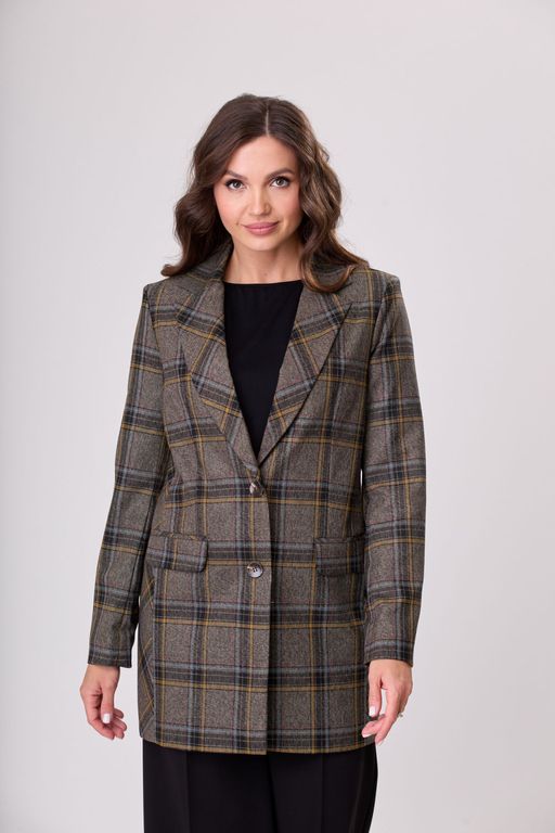 Жакет БелЭльСтиль 860 коричнево-желтая клетка фото 4