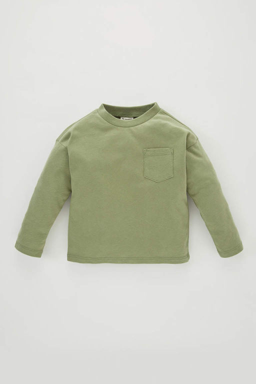 Футболка из чесаного хлопка с длинными рукавами и круглым вырезом для маленьких мальчиков