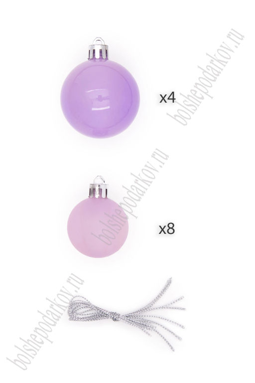 Набор новогодних шаров микс (12 шт) SF-8001, фиолетовый №4 - Больше подарков фото 8