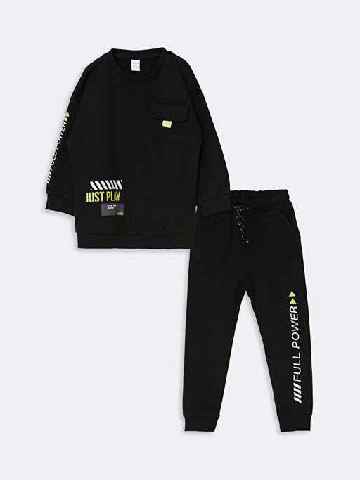 Bisiklet Yaka Erkek ?ocuk Sweatshirt ve E?ofman Alt 2li