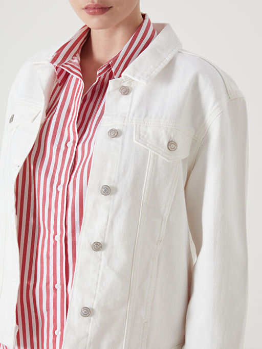 G?mlek Yaka Kad?n Jean Ceket