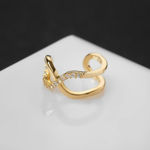 Серьга Кафф бесконечность, цвет белый в золоте