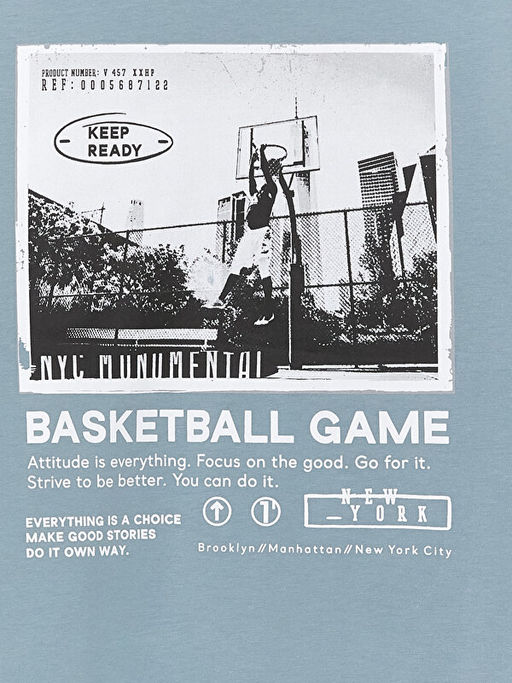 Bisiklet Yaka Bask?l? K?sa Kollu Erkek ?ocuk Ti??rt - Waikiki фото 3