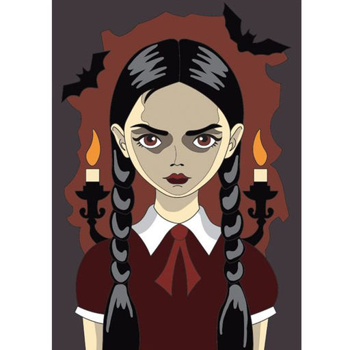 Алмазная мозаика с частичным заполнением на холсте «Мрачная девочка», 15×21 см